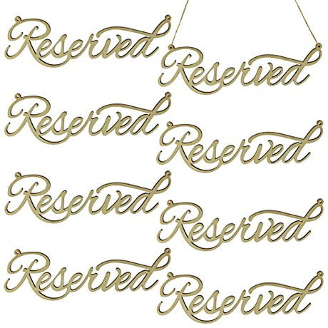 Hanging Wooden Reserved Table Sign Rustic Unfinished Reserved Signs for Wedding with Jute Hanging Rope Laser Cut Sign for Important Events Supplies(8 JEKEJIAJIU