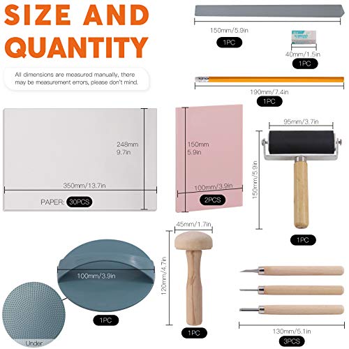 Rustark 42Pcs Rubber Stamp Making Kit, Printing Starter Tool Kit with Carving Knives,Rubber Carving Blocks,Ink Brayer Roller,Tracing Paper and More Rustark