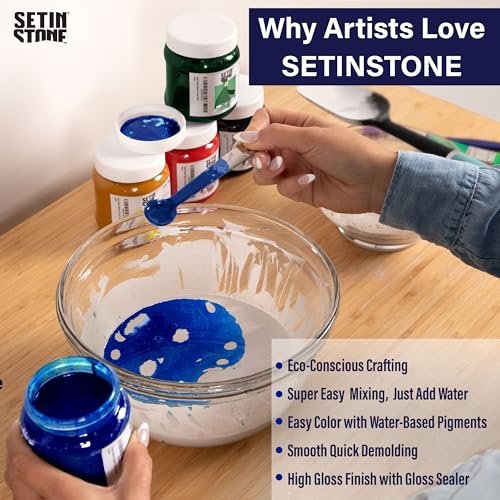 UNICONE ART SETINSTONE Eco Casting Resin Kit - Sustainable, 1 Bag Mineral + Polymer Powder - All in One, Non-Toxic, Water-Based, Fast Curing & unicone art