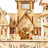 bennama 3D Wooden Puzzles Halloween House Kits Includes Light Strip, Brainteaser and Puzzle for Halloween/Birthday,Gifts for Adults and Teens to bennama