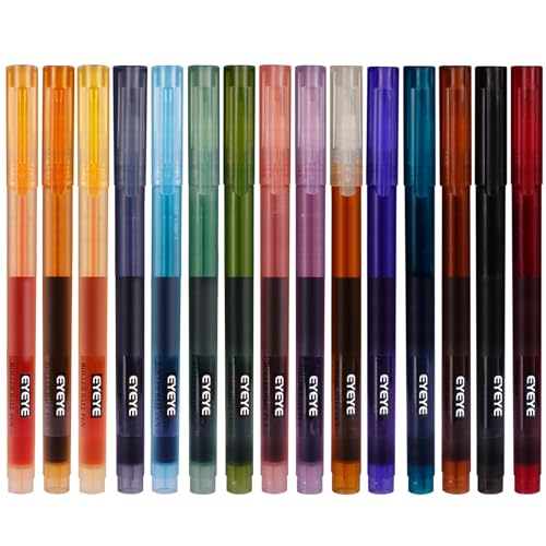 EYEYE 15 Pcs Rollerball Pens Ink Fine Tip Pens，Multicolored 15 Colors Quick Drying 0.5mm Extra Fine Point Liquid Ink RollerBall Pens Fine Point, - WoodArtSupply