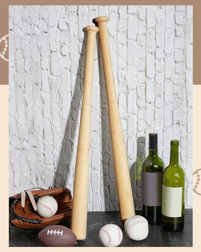 Wettarn 27 Inch 2 Pcs Mini Baseball Bats Wooden Baseball Bat Craft Unfinished Small Baseball Bats Unpainted Wood Baseball Bats for Painting DIY Craft Wettarn