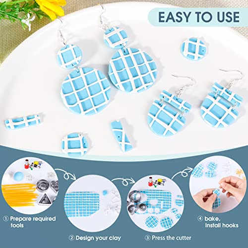 Snoghmil Polymer Clay Earrings Making Kit with 32pcs Polymer Clay Cutters, 24pcs Oven Bake Clay, 30 Set Earring Rings&Hooks, Modeling Clay Jewelry Snoghmil