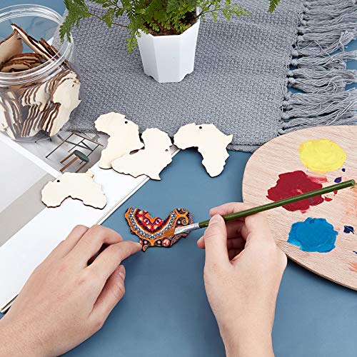 PH PandaHall 150pcs African Map Earring, Wood Earring Blanks Africa Shape Dangle Laser Cut Wooden Earring with Earring Hooks and Jump Rings for PH PandaHall