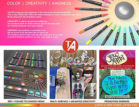 36 Acrylic Paint Pens Skin and Natural Earth Tone Marker Set For Rock Painting, Canvas, Mugs, Glass, Plastic, Wood, Metal, Fabric, Scrapbooking, Most TOOLI-ART