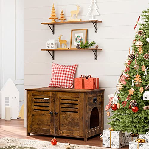 DINZI LVJ Long Wall Shelves, 31.5 Inch Wall Mounted Shelves Set of 2, Easy-to-Install, Wall Storage Ledges with Sturdy Metal Brackets for Living DINZI LVJ