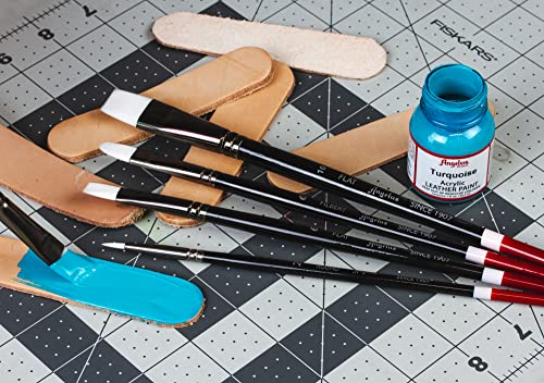 Angelus Paint Brush Set Round Flat Angular Artist Acrylic Paint Brush Set Shoe paint Brush set (5 pcs) - WoodArtSupply