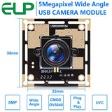 ELP 5mp HD USB Camera Module for Computer Mini UVC USB2.0 Video Embedded Webcam Board with 2.8mm Lens OV5640 Laser Engraver Lightburn Camera,3.3ft/1m ELP