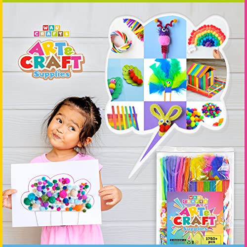 WAU CRAFTS Arts and Crafts Supplies for Kids - 1750 pcs Crafting for School Kindergarten Homeschool - Supplies Set for Kids Craft Art - Supply Kit WAU CRAFTS