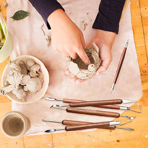 Fashion Road 6Pcs Clay Sculpting Tools, Clay Tools Pottery Tools Wooden Handle Double-Sided Set for Pottery Ceramics Sculpting FASHIONROAD