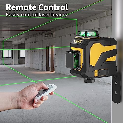 Laser Level, IKOVWUK 3x360° Cross Line for Construction and Picture Hanging, 12 Green Lasers with Self-leveling, 65 ft Vertical & Horizontal Line, - WoodArtSupply