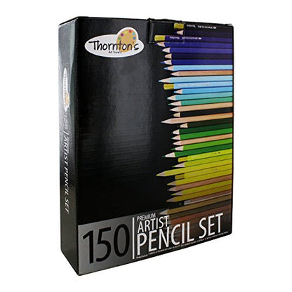 Thornton's Art Supply Premier Premium 150 Artist Colored Pencils Set for  Drawing Sketching with Zippered Black Canvas Case - Multi Color Sharpened