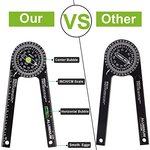 Miter Saw Protractor,Aluminum Protractor Angle Finder with Level Gauge High Precision Laser Inside & Outside Miter Angle Finder for Angle Finder Miotorio