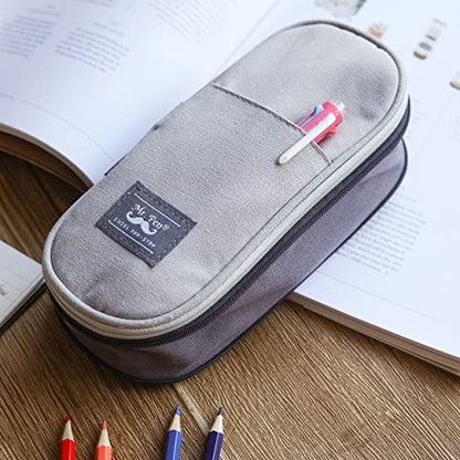 Mr. Pen- Pencil Case, Pencil Pouch, Grey, Pen Bag, Large Pencil Bag, School Supplies, Cute Pencil Bag for Kids, Fabric - WoodArtSupply