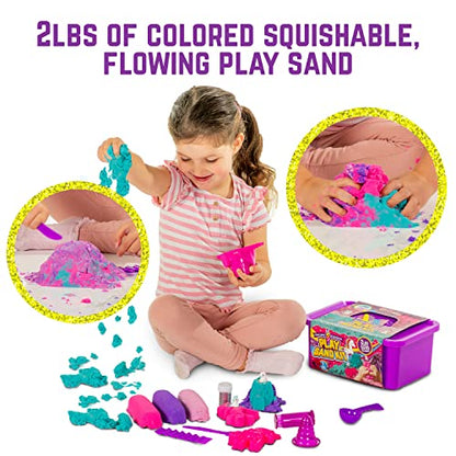 GirlZone Unicorn Kingdom Sand Kit, 2lbs of Moldable Colored Sand for Kids, 7 Kids Sand Toy Tools to Make Unicorn Sand Art, Fun Kids Christmas Gifts