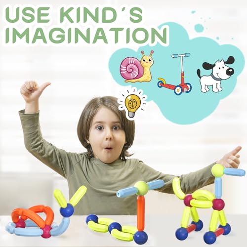 Boys Girls Toys Age 4-5,Little Boy Magnetic Blocks Sticks Tiles Construction Building, Learning Education Stem Preschool Toddler Kids Toys for 3+ BigShu