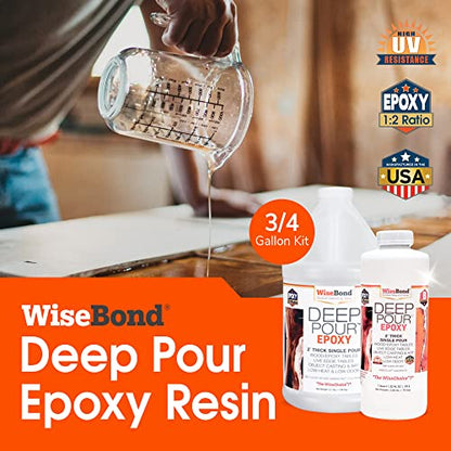 WiseBond - Epoxy Deep Pour Resin Kit, Crystal Clear Epoxy Resin for River Tables, Live-Edge Wood Furniture & Object Casting, UV Resistant Deep Pour