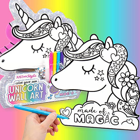 Just My Style Color Your Own Unicorn Wall Art –Customizable Wooden Unicorn Wall Art Decor –Mess Free DIY Unicorn Wall Art Kit – Great Unicorn Theme Just My Style