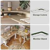 BANTI 63" L-Shaped Electric Standing Desk,Height Adjustable Stand up Desk with 3 Drawer,Corner Stand up Desk, Light Walnut Top BANTI