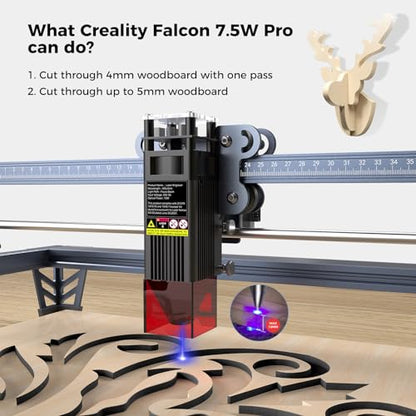 Laser Engraver 7.5W, CREALITY Falcon 72W Laser Engraving Machine, Laser Cutter Machine for DIY, Metal, Wood, Acrylic, Leather, High Accuracy & Speed,