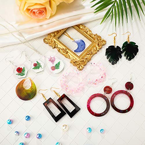 4 Pieces Earring Molds Silicone, Epoxy Resin Molds DIY Craft for DIY Women Earrings, Pendants, Rings, Jewelry Craft Supplies (Geometric) Patelai