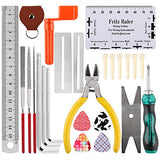 Guitar Repairing Tool Kit(26PCS) Wire Plier,String Organizer,Fingerboard Protector,Hex Wrenches, Files, String Ruler Action Ruler, Spanner A-xctoe