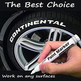 White Paint Pens, 6 Pack 2.5mm Medium Tip White Paint Marker Permanent for Wood Rock Plastic Leather Glass Stone Metal Canvas Ceramic Fabric Tire FLYMAX