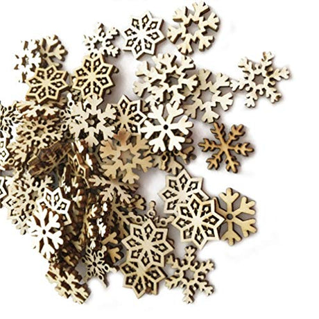 ABOOFAN 100pcs Pieces Unfinished Wood Snowflake Ornaments Holiday Slices Cutouts Christmas Tree Snowflake Ornaments Wooden Christmas Ornaments Wood ABOOFAN