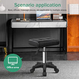 FURWOO Rectangle Rolling Stool with Wheels Height Adjustable Swivel Stool Chair for Spa Salon Massage Black FURWOO