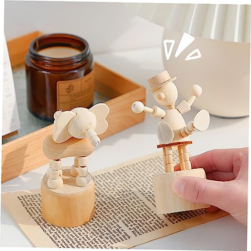KONTONTY 9pcs Wooden DIY Animals Puppet Press Base Toys Wooden Matching Sheep Jungle Animals Wood Crafts Ornaments Children Wooden Giraffe Toy Mini KONTONTY