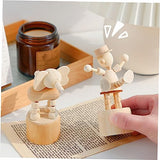 KONTONTY 9pcs Wooden DIY Animals Puppet Press Base Toys Wooden Matching Sheep Jungle Animals Wood Crafts Ornaments Children Wooden Giraffe Toy Mini KONTONTY