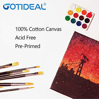 GOTIDEAL Canvas Boards for Painting Multi Pack, Primed 5x7", 8x10", 9x12", 11x14" Set of 28, White Blank Canvas Panel- 100% Cotton Artist Canvases - WoodArtSupply