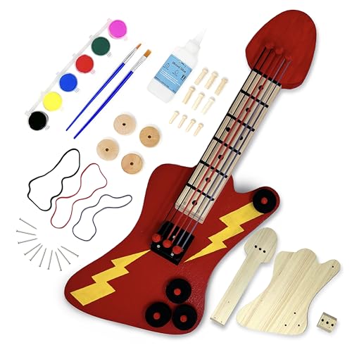 SparkJump DIY Guitar Wooden Building Kit: STEM Kits for Kids Age 8-10 - Wood Crafts for Kids Ages 4-8 and Up, Building Kits for Creative Play and SparkJump