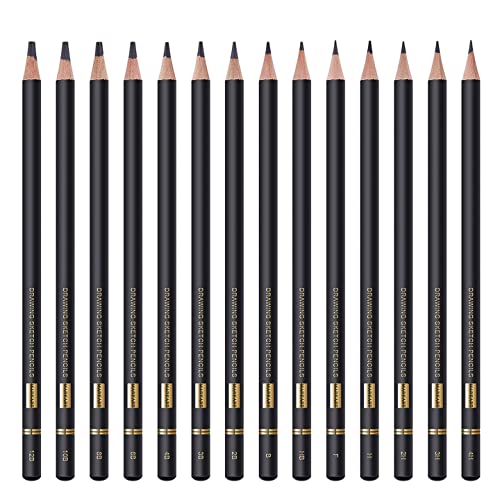MARKART Professional Drawing Sketching Pencil Set - 14 Pieces,Graphite,(12B - 4H), Ideal for Drawing Art, Sketching, Shading, Artist Pencils for MARKART