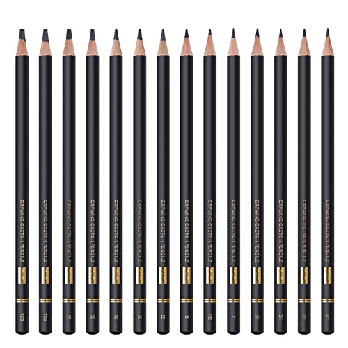 MARKART Professional Drawing Sketching Pencil Set - 14 Pieces,Graphite,(12B - 4H), Ideal for Drawing Art, Sketching, Shading, Artist Pencils for - WoodArtSupply