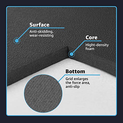 Art3d Anti Fatigue Mat - 1/2 Inch Cushioned Kitchen Mat - Non Slip Foam Comfort Cushion for Standing Desk, Office or Garage Floor (17.3"x28", Black) Art3d