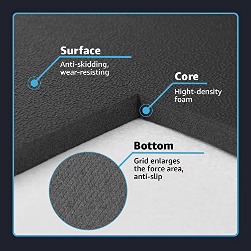 Art3d Anti Fatigue Mat - 1/2 Inch Cushioned Kitchen Mat - Non Slip Foam Comfort Cushion for Standing Desk, Office or Garage Floor (17.3"x28", Black)