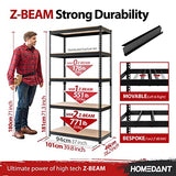 HOMEDANT Z-beam 5-Tier Laminated Heavy Duty Metal Shelving Unit Adjustable Garage Storage Utility Rack Shelves Organization Multipurpose Shelf HOMEDANT