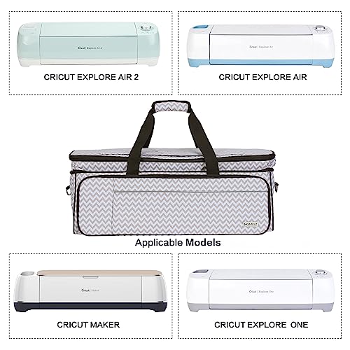 HOMEST Double Layer Carrying Case with Mat Pocket for Cricut Explore Air 2, Cricut Maker, Ripple - WoodArtSupply