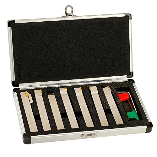 OSCARBIDE Nickel Plated 1/2"Shank Indexable Lathe Turning Holder 7 Pieces/Set,Heavy-Duty CNC Metal Lathe Cutting Tools for Turning Grooving Threading OSCARBIDE