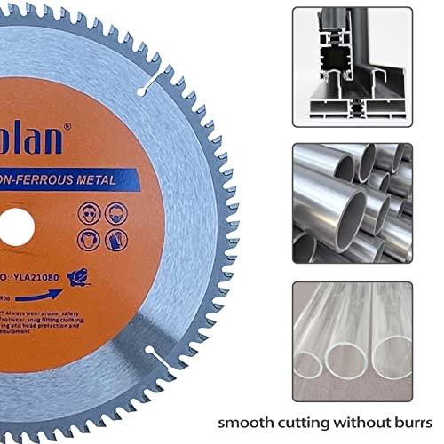 Yolan 8-1/4-Inch 80 Teeth Circular Saw Blade with 5/8-Inch Diamond Knockout Arbor, Steel for Cutting Aluminum, Non-Ferrous Metal Table Saw - WoodArtSupply