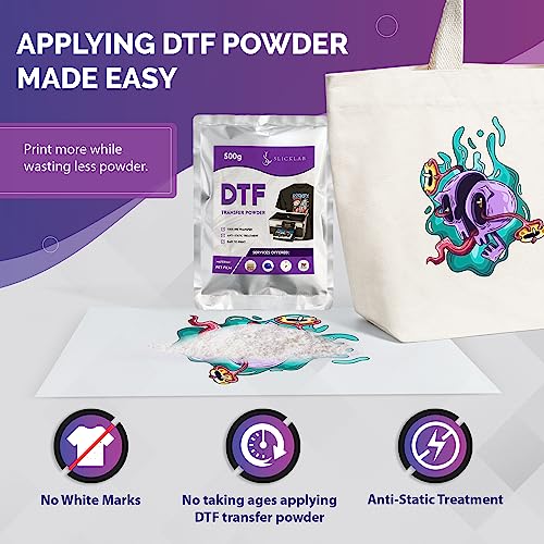  SlickLab A4 DTF Transfer Film and DTF Powder Bundle - 50  Sheets and 500g DTF Transfer Powder for Sublimation - 8.3 x 11.7 Inches -  Double-Sided DTF Paper with Superior