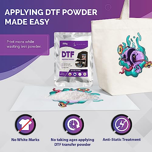 SlickLab A4 DTF Transfer Film and DTF Powder Bundle - 50 Sheets and 500g DTF Transfer Powder for Sublimation - 8.3 x 11.7 Inches - Double-Sided DTF - WoodArtSupply