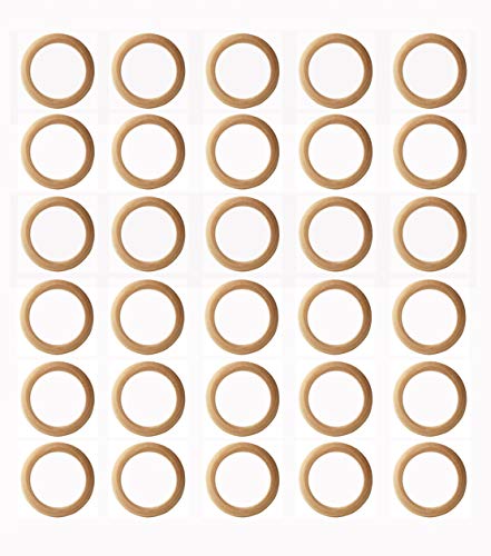 Penta Angel Wooden Rings 30Pcs 35mm Natural Unfinished Solid Wood Rings Smooth Wood Circles for DIY Craft Pendant Connectors Jewelry Making (35mm) - WoodArtSupply