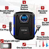 FORTEM Tire Inflator Portable Air Compressor 150 PSI, Bike Pump, 12V Electric Air Pump for Car Tires and Bicycles w/LED Light, Digital Tire Pressure FORTEM