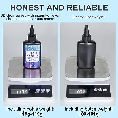 JDiction UV Resin, Upgrade 300g High Viscosity Hard UV Resin with Crystal Clear Resin Kit for Doming, Sealing, Coating, and Casting JDiction