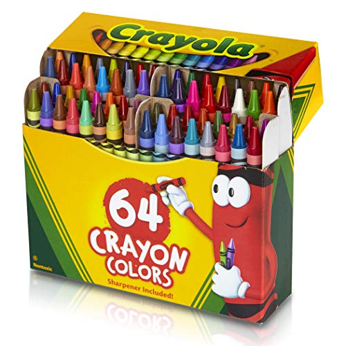 Crayola Crayons, Regular Size, 64 Count with Sharpener - WoodArtSupply