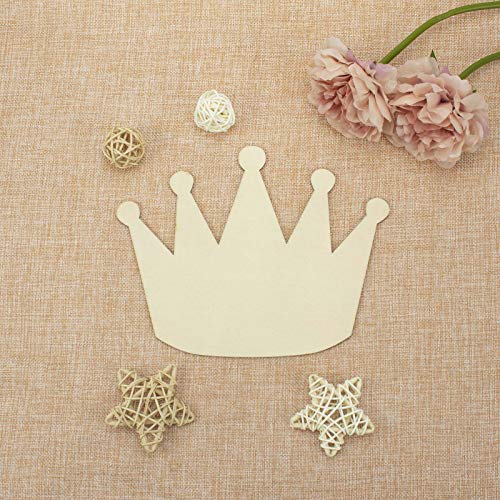 JANOU 6pcs Crown Shaped Wood DIY Craft Cutouts Unfinished Wooden Blank Wood Embellishments Ornaments for Wedding Birthday Christmas Party Decoration, - WoodArtSupply