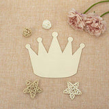 JANOU 6pcs Crown Shaped Wood DIY Craft Cutouts Unfinished Wooden Blank Wood Embellishments Ornaments for Wedding Birthday Christmas Party Decoration, JANOU