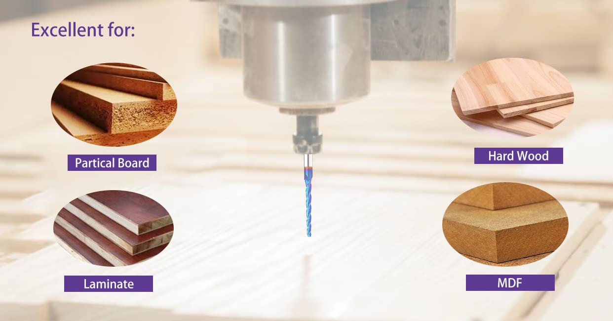 Ruhitools CNC Router Bits Ball Nose 1/8 inch Cutting Dia 2D and 3D Carving 1.0 Deg NACO Coated UpCut with 1/8" x 1 1/2" x 1/4" x 3" Shank 1/4" RUHIWORKER FOR INDUSTRIAL USE ONLY